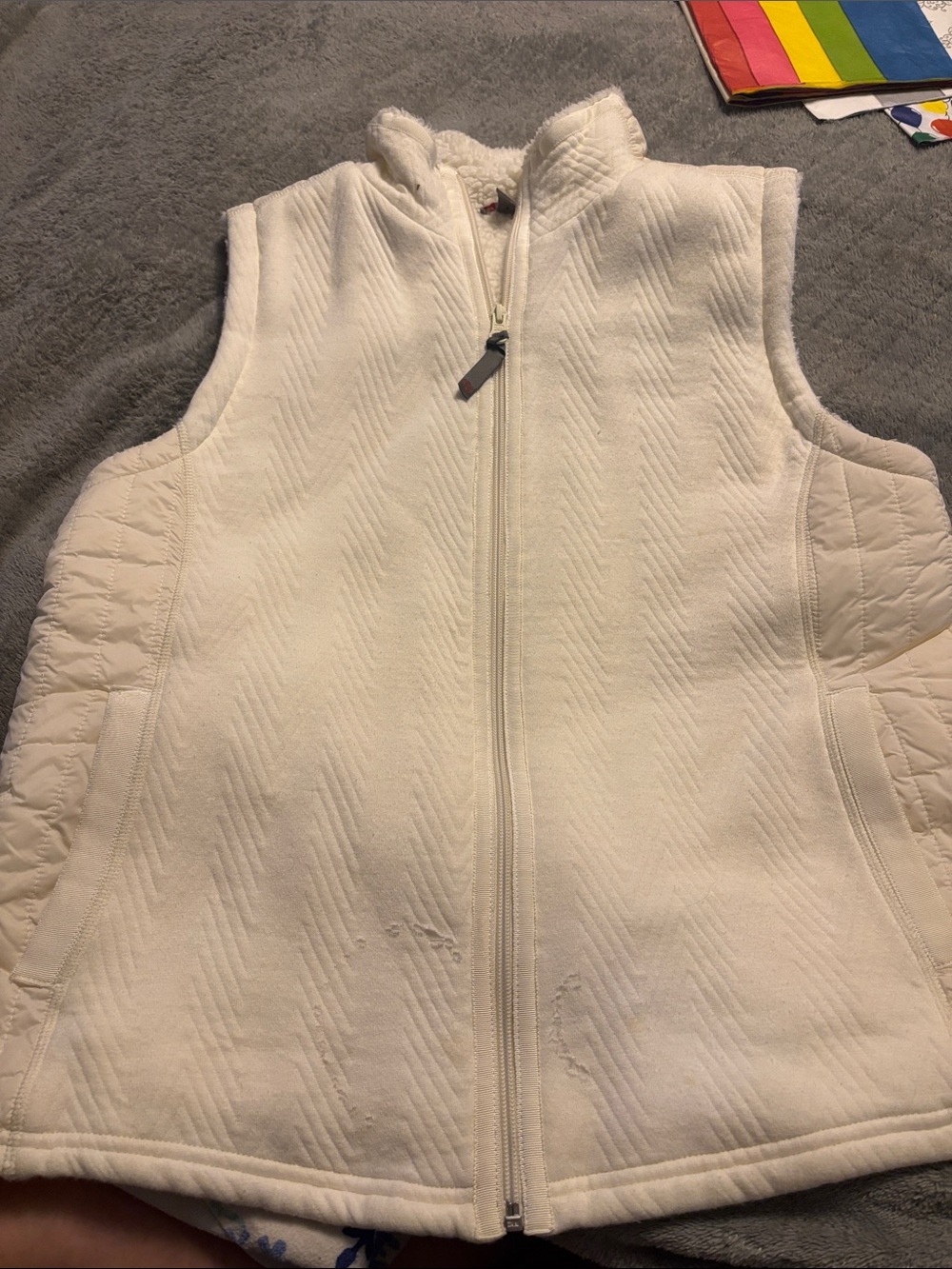 Talbots Cream Quilted Full-Zip Vest